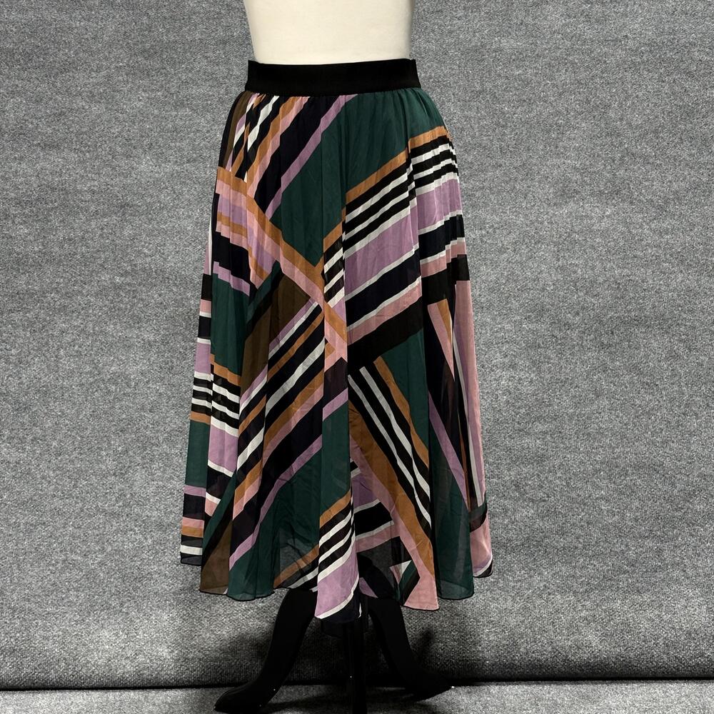 Ba&sh Skirt Womens Medium Multicolor Pleated Geometric Stripe Midi Boho
